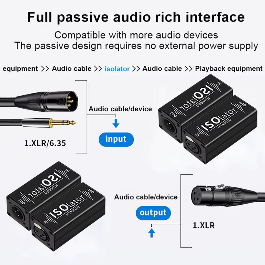 TITAK Audio Noise Filter Isolator mit 6,35 mm Klinke in Schwarz zur Beseitigung von Brummschleifen und Störgeräuschen - Bild 2