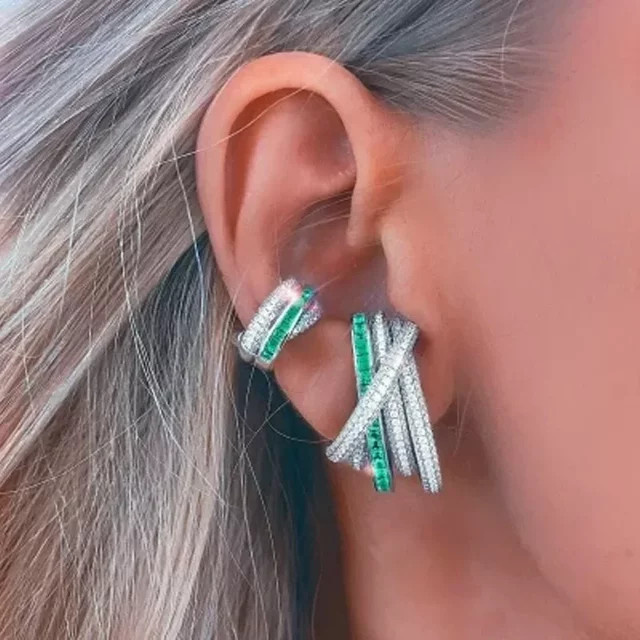 Clip-Ohrringe mit bunten Zirkonia-Kristallen, Damen - Bild 1