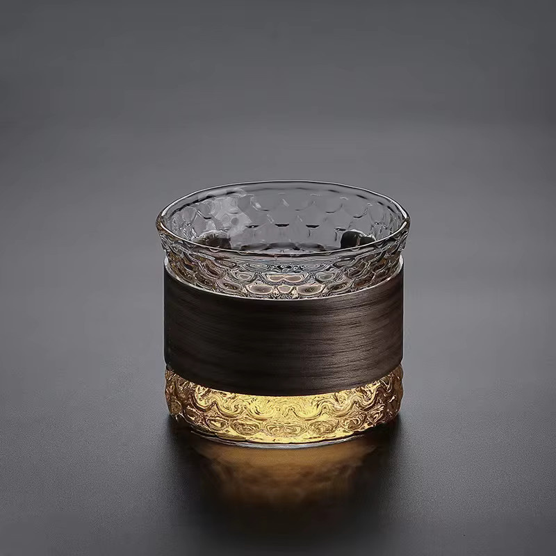 YMOLGA Espresso-Tasse aus Borosilikatglas mit Holzhülle, transparent - Bild 2