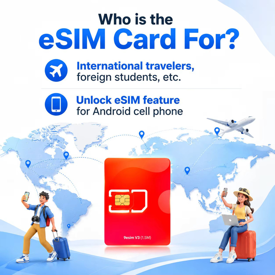 9esim V3 Physische eSIM-Schreibkarte in Rot für entsperrte Mobiltelefone mit unbegrenztem Profildownload und STK-Menü-Kompatibilität - Bild 2