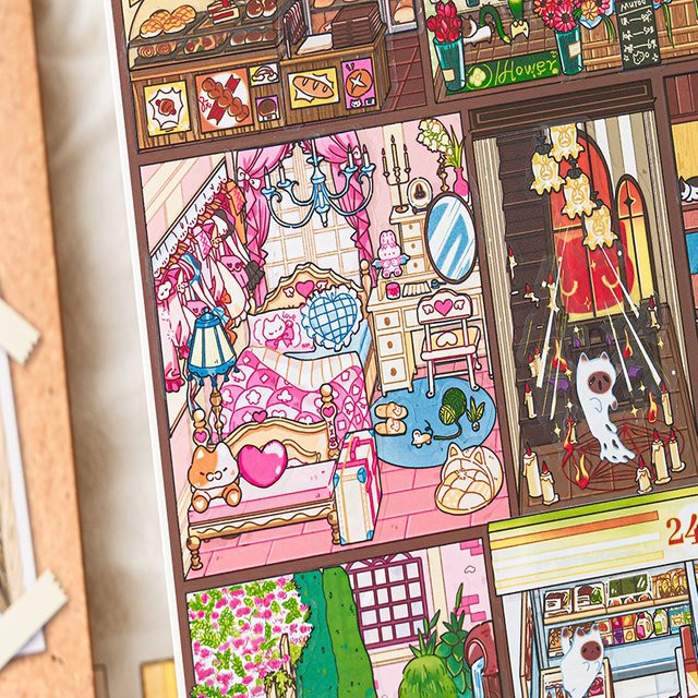 Kawaii DIY 3D Landschaftsaufkleber Strange Tales Museum Szene Set, Mehrfarbig - Bild 1