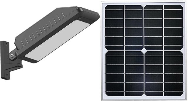 Tomshine C&RF Solar Straßenlaterne mit LED und Bewegungsmelder, 12W Außenbeleuchtung für Garten und Terrasse, Schwarz - Bild 1