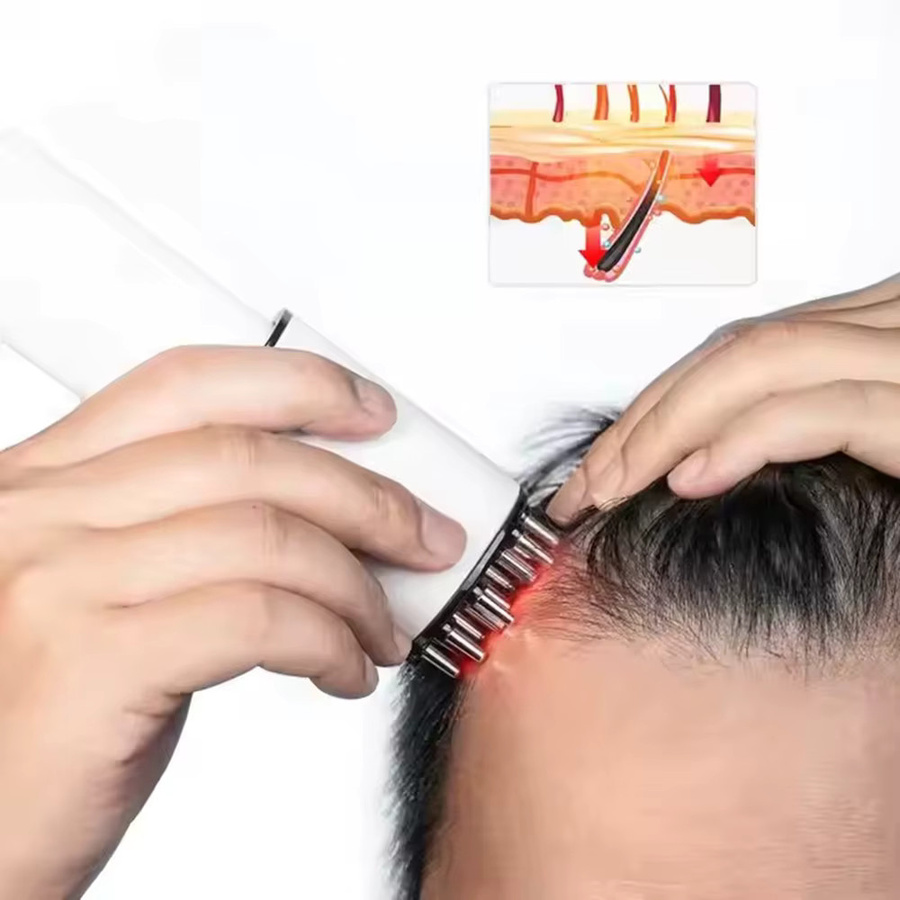 vilnason Elektrischer Massagekamm mit Rotlicht-Laser und Essenzöl-Applikator, weiß, Unisex - Bild 2