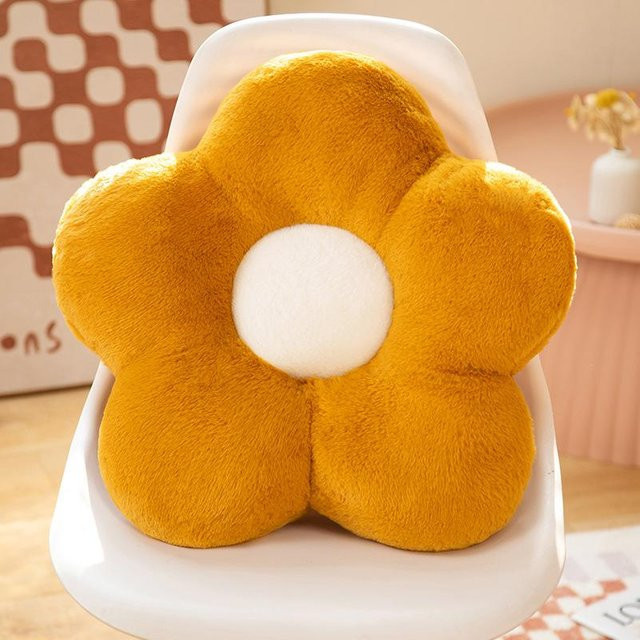 Yiran Furniture Blumen Kissen rund aus weichem Flor, Mehrfarbig, Durchmesser: 35 cm - Bild 1