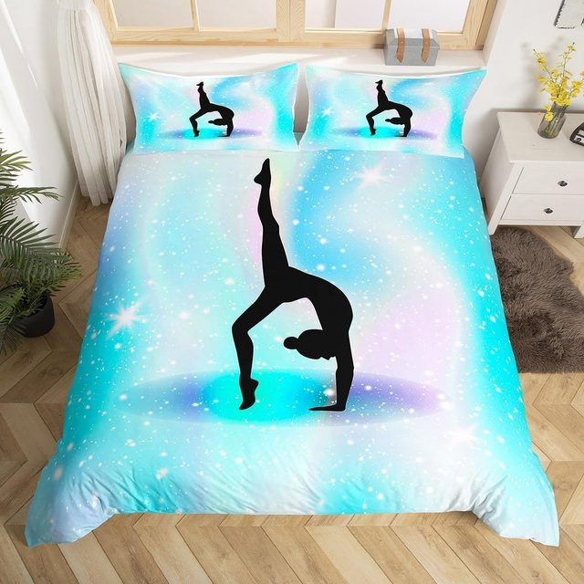 Somelli Bettwäsche-Set Turnen für Kinder und Teenager, Blau, 3-teilig mit Bettbezug und Kissenbezug, B/H: 140 x 200 cm - Bild 1
