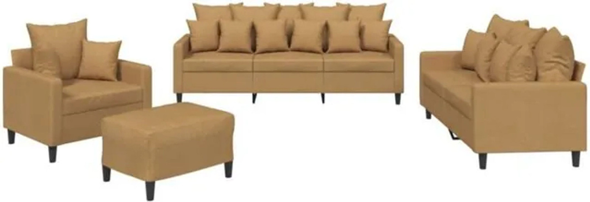 4-tlg. Sofagarnitur aus Samt und Metall in Braun von vidaxl im modernen Design mit Kissen - Bild 1