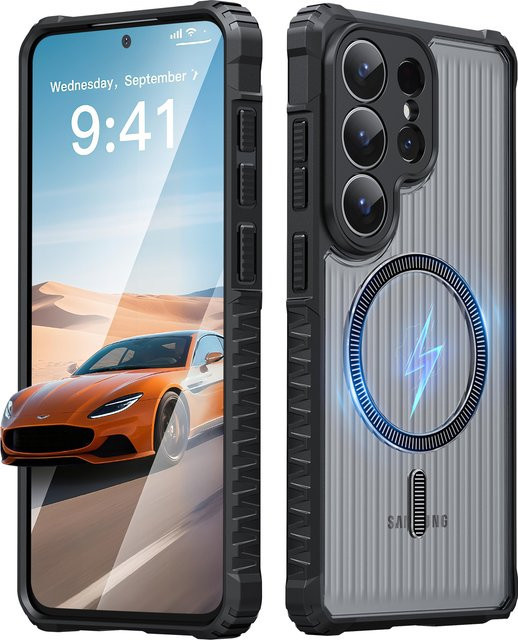 Transparente Magnet-Schutzhülle mit Streifen-Design für Samsung Galaxy S26 S25 S24 S23 S22 Ultra Plus FE A57 A07 A17 A56 A36 A16 A06 Mattierte Panzerhülle - Bild 1