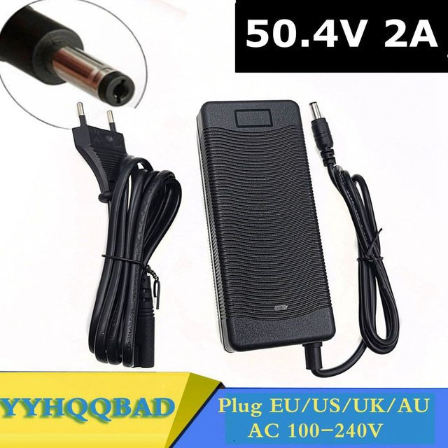 NQYW Lithium-Ionen-Ladegerät 50,4 V 2A für 12s E-Bike und E-Roller Akkus, Schwarz - Bild 1
