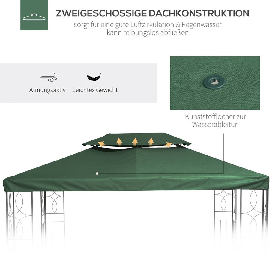 Outsunny Ersatzdach für Pavillon aus Polyester in Grün - Bild 2