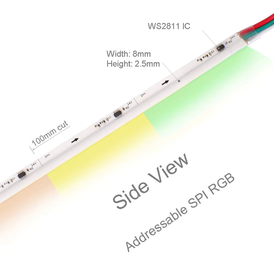 Tayire COB RGBIC LED-Streifen WS2811 adressierbar, Multicolour Neon Bandlicht DC 24V für DIY-Dekor - Bild 2