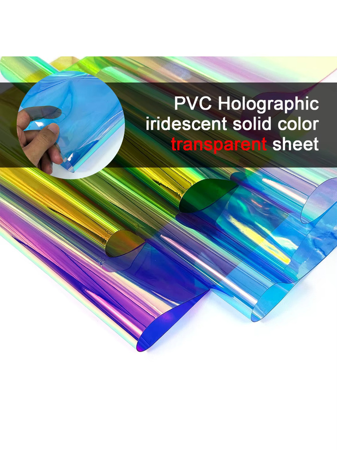 Holografische PVC-Folie in Transparent Multicolour, wasserfestes Material für Kunst und Handwerk, B: 20 cm, H: 30 cm - Bild 7