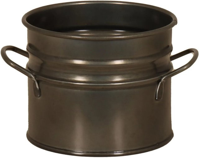 A.H.G. Zink-Übertopf Blacklook mit Griffen, rund, Farbe: Black, Durchmesser: 16 cm, Höhe: 13 cm - Bild 1