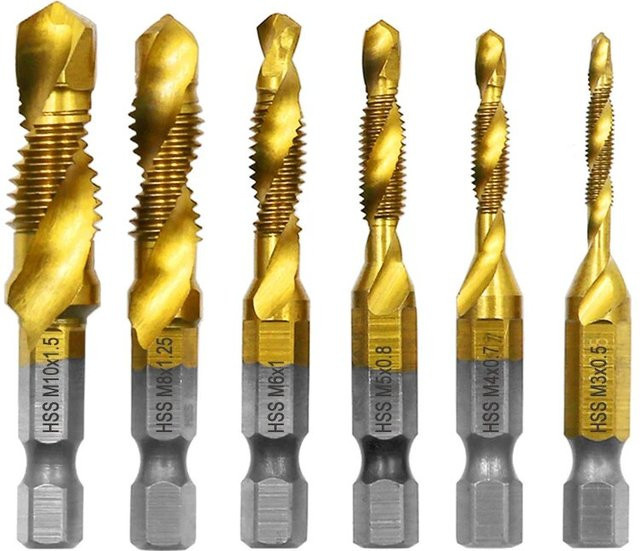 6-teiliges Bohrer-Senker-Werkzeugset aus Schnellarbeitsstahl mit Titanbeschichtung für Metallarbeiten - Bild 1