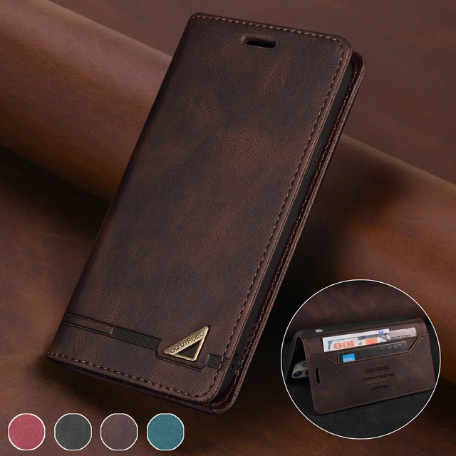 Braune Ledertasche als Anti-Diebstahl RFID Flip Cover für Samsung Galaxy A-Serie (A14, A34, A54, A13, A33, A53, A55, A17, A07, A36, A06, A26, A16, A56, A52, A32, A12) - Bild 1