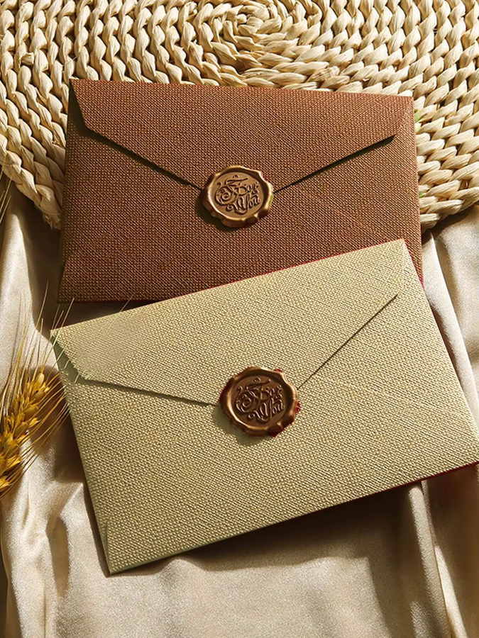 Deluxe Leinen-Briefumschläge und Briefpapier-Set mit Wachssiegel in Grau - Bild 3