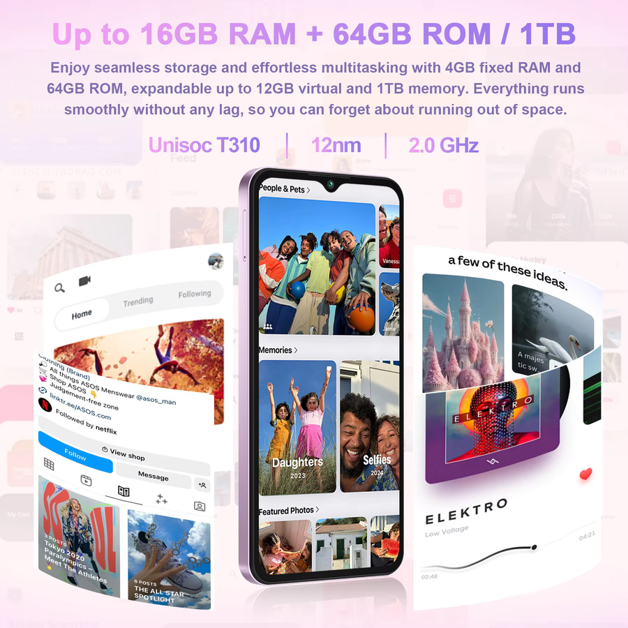 OUKITEL C3 Android 14 Smartphone in Schwarz mit 6,52 Zoll Waterdrop-Bildschirm, 16GB RAM und 64GB ROM sowie erweiterbarem Speicher bis 1TB und 5000mAh Akku - Bild 2
