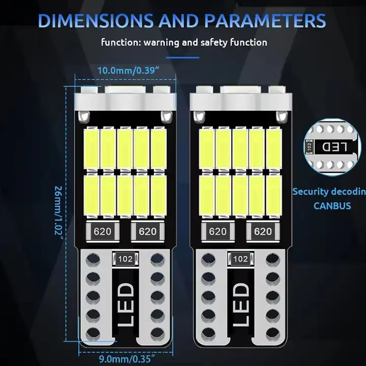 10er Set LED Canbus W5W T10 194 Auto Glühbirnen mit 26SMD in Weiß für Kennzeichen, Innenraum und Türleuchten - Bild 5