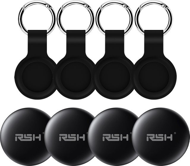 RSH 4er-Pack Sicherheitsfinder Black Bluetooth GPS-Tracker kompatibel mit Apple Find My App für iOS, ideal als Anti-Verlust-Smart-Tag für Haustiere, Kinder oder Gepäck - Bild 1