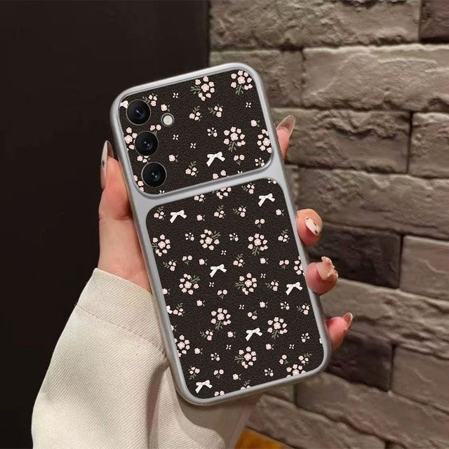 Leder-Handyhülle mit Schleife und Blume für Samsung S26 Ultra S25 A56 A17 A07 A36 A26 A16 Silikon-Schutzhülle mit Trageband - Bild 1
