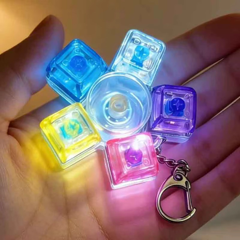 soulbao LED-Leucht-Tastatur-Fidget-Spinner-Schlüsselanhänger, mit klickbarem Knopf - Bild 3