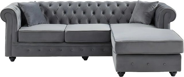 Vente-unique Sofa Toledo Anthrazitgrau aus Samt ohne Schlafmöglichkeit - Bild 1