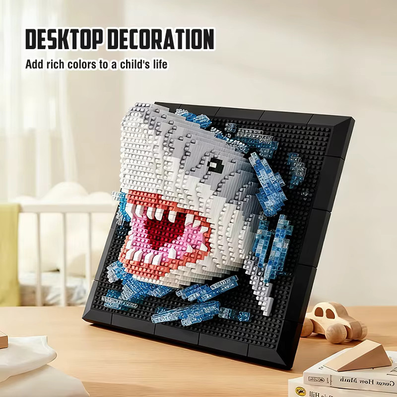 CONUSEA 3D Shark Kopf Bausteine, Tiere Wandbild, Wand Dekor - Bild 4