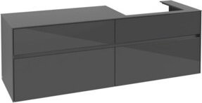 Villeroy & Boch Waschtischunterschrank Collaro in Glossy Grey mit Türen und Schubladen, Wandmontage, B: 160 cm, T: 54,8 cm, H: 50 cm, WT rechts - Bild 1