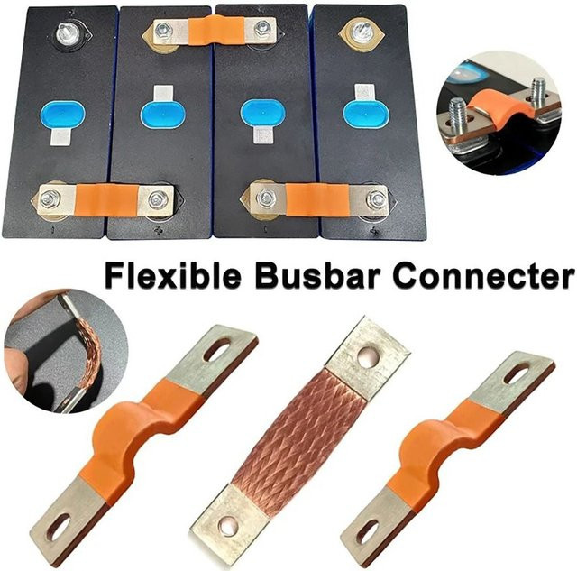 Flexible Kupfer-Sammelschiene mit 2mm Stecker und M6 Pfosten in Gold für 230Ah und 280Ah Batteriezellen - Bild 1