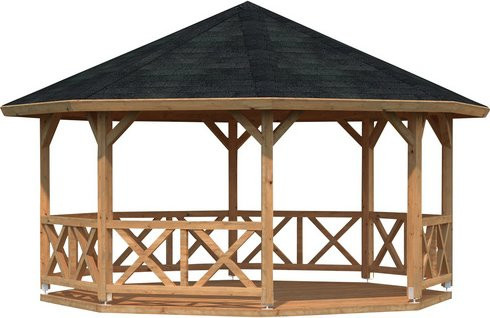 PALMAKO Pavillon Betty 2 Spitzdach achteckig in Braun und Anthrazit B/H/T: 551 x 346 x 551 cm - Bild 1