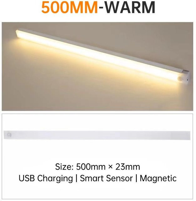 YJMP Super Lighting LED Nachtlicht mit Bewegungssensor, USB aufladbar, ultraflach und kabellos, warmweiß, Breite: 50 cm - Bild 1