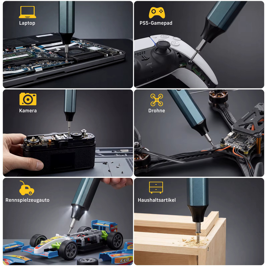 SEESII 53-in-1 Mini Elektrischer Schraubendreher-Satz mit LED-Beleuchtung und magnetischen Bits für Elektronik, Handy und Laptop - Bild 5