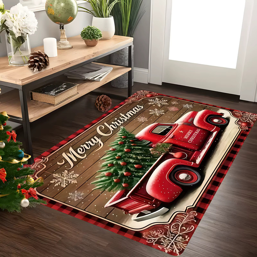 VIKAMA Weihnachtliche Willkommensmatte Merry Christmas mit rotem LKW-Print, rutschfest und weich, B/T: 60 x 40 cm - Bild 4
