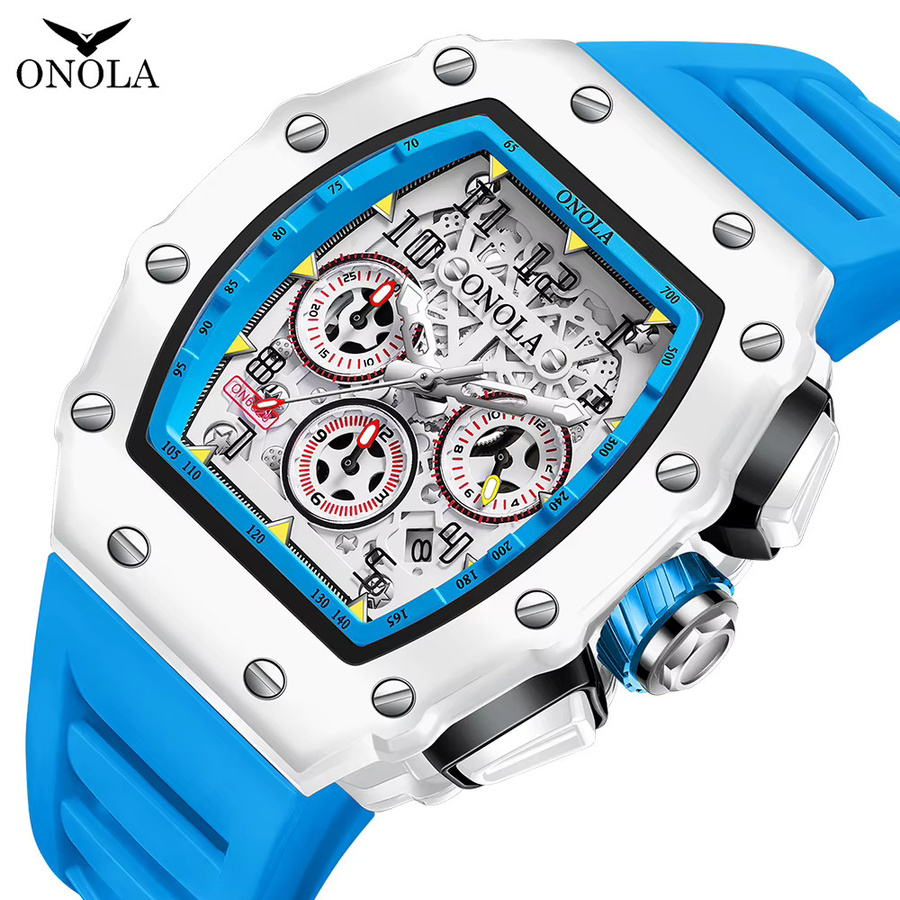 ONOLA Armbanduhr, Quarz, Silikonband, Weiß, Herren - Bild 1