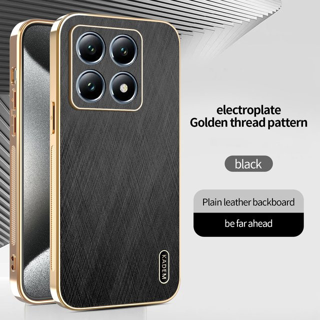 Stoßfeste Luxus-Hülle für Xiaomi 15T Pro Mi 14T 13T 17 Pro Max Redmi 15 15C K90 aus PU-Leder in Gold und Grün - Bild 1