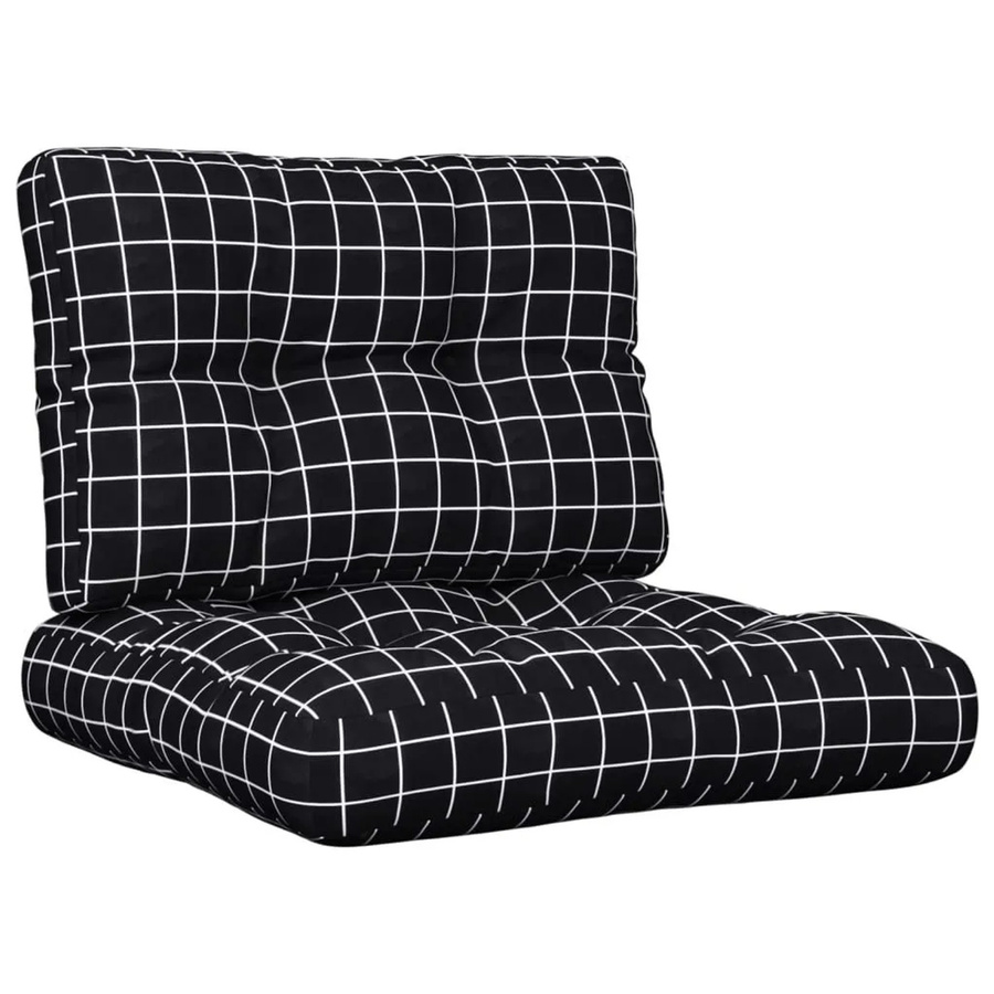 vidaXL Palettenkissen 2-teilig Schwarz Karomuster aus Polyester, wasserabweisend und UV-beständig, B/T/H: 60 x 40 x 12 cm - Bild 2