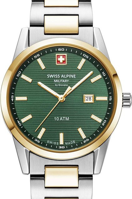 Swiss Alpine Military Damenuhr, Quarz, Edelstahl, grün, 34 mm, 10 ATM - Bild 1