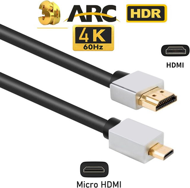 VBDWRM Micro-HDMI-Kabel 2.0 für 4K 60Hz, HDMI auf Micro-HDMI in Schwarz und Grün, kompatibel mit Raspberry Pi 4 und GoPro Hero 7 Black, Hero 6, Hero 5, Hero 4 sowie Laptops und HDTVs - Bild 1