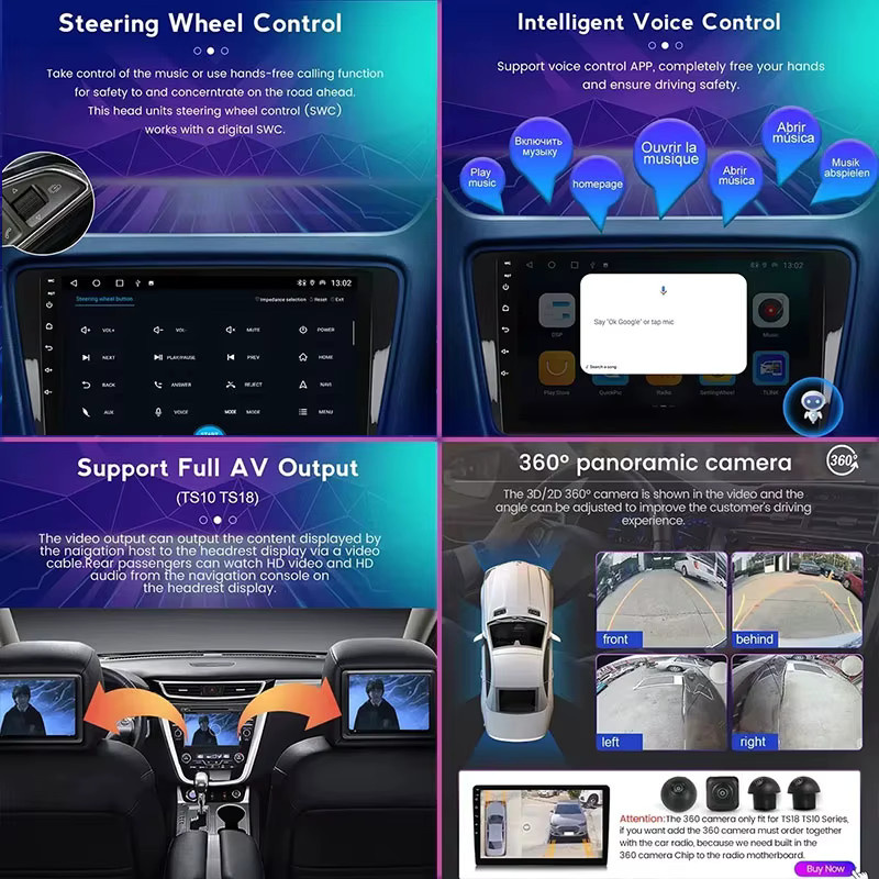 Android 16 Multimedia-Autoradio für Kia RIO 4 K3 2015 - 2017 mit GPS-Navigation, Carplay, QLED-Display und 360-Grad-Kamera Unterstützung in Schwarz - Bild 6