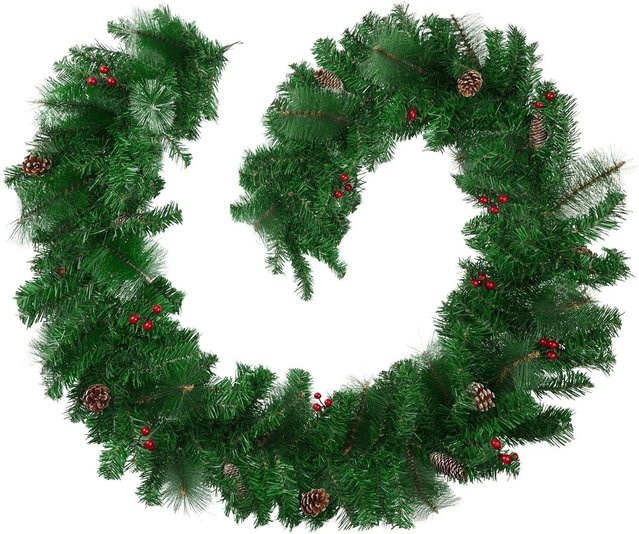 tectake Weihnachtsgirlande mit Tannenzapfen und Beeren in Rot und Grün, Länge: 270 cm, B/T/H: 30 x 30 x 270 cm - Bild 2