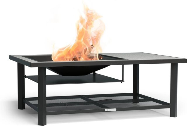 Blumfeldt Merano Avanzato L 3-in-1 Feuerschale mit Grillfunktion und Tischnutzung, Steingrau, B: 122 cm, H: 40 cm, T: 87 cm - Bild 1
