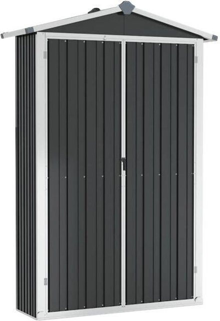 vidaXL Gerätehaus Anthrazit aus verzinktem Stahl mit Doppeltüren und schrägem Dach B/T/H: 107,5 x 46 x 183 cm - Bild 1