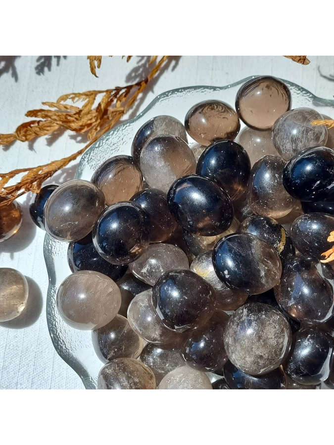 CrystalHola Rauchquarz Trommelsteine in Braun, ovale Edelsteine für DIY Schmuckherstellung - Bild 6