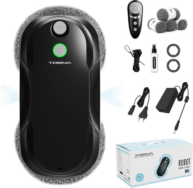 Teendow Smart Home TOSIMA W5 Fensterreinigungsroboter mit Doppelspray und Edge Cleaning in Schwarz - Bild 1