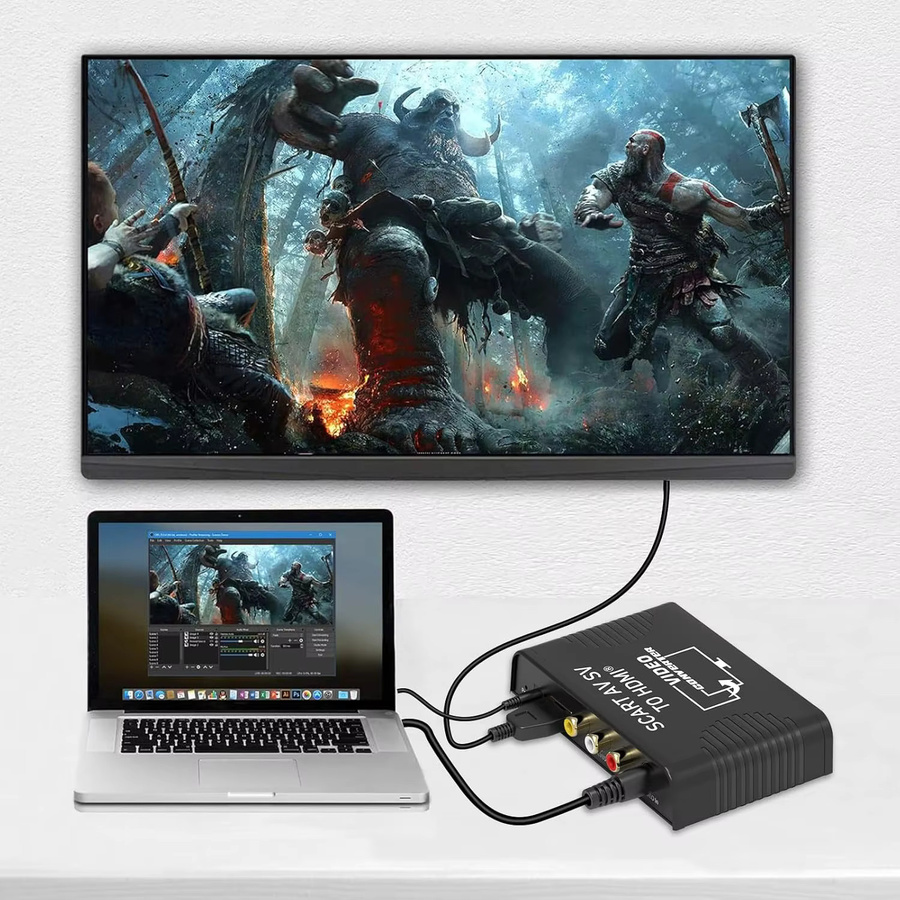 Konsenda 3-in-1 Scart zu HDMI Konverter mit RCA AV CVBS Composite R/L Audio in Schwarz - Bild 4