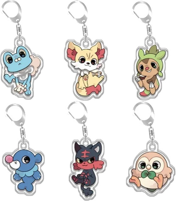 Keeppley Pokémon Fuecoco Sprigatito Eevee Rowlet Sobble Scorbunny Grookey, Acryl Schlüsselanhänger, handgefertigt - Bild 1