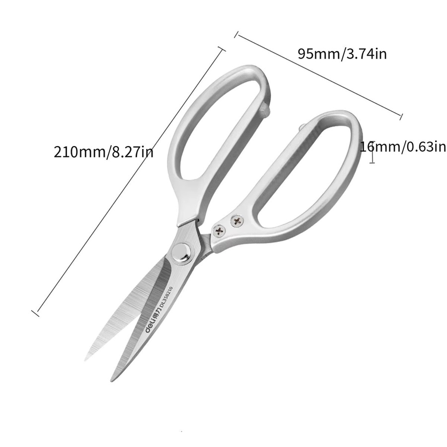 Deli Multifunktionale Edelstahlschere in Silber, 21,59 cm professionelle Industrieschere für Küche und Stoffe - Bild 2