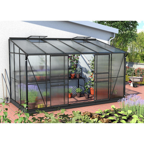 VITAVIA Gewächshaus Osiris aus Aluminium und Kunststoff in Schwarz mit 7,8 m² Fläche und winterfester Konstruktion - Bild 2