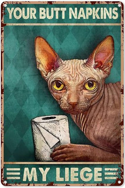 Eeypy Metallschild Sphynx Katze Lustiges Toiletten Poster Dekoration Multicolor B/H: 20 x 14 cm - Bild 1