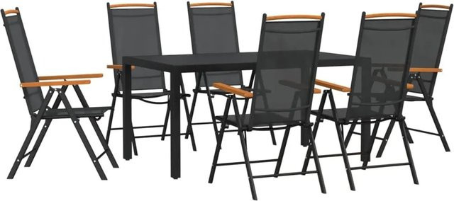 vidaXL 7-teilige Garten-Essgruppe aus Aluminium und WPC in Schwarz - Bild 1