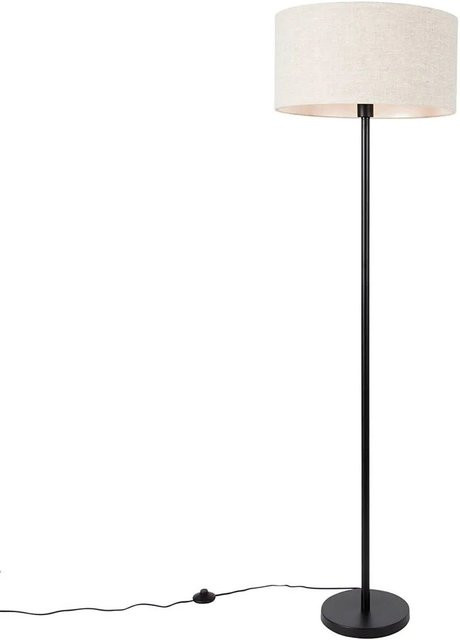 QAZQA Simplo Stehlampe Schwarz mit grauem Stoffschirm, dimmbar, Höhe: 170 cm - Bild 1